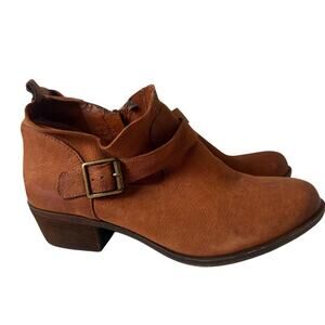 Lucky Brand Boomer Casual Ankle Boots Brown Leather Womens Sz. 9 M EU 39 Slouchy